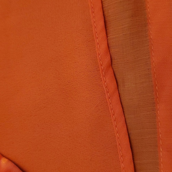 Lane Bryant Plus Size Cadium Orange Empire Waist Satin Trim Detail Top - Picture 7 of 9